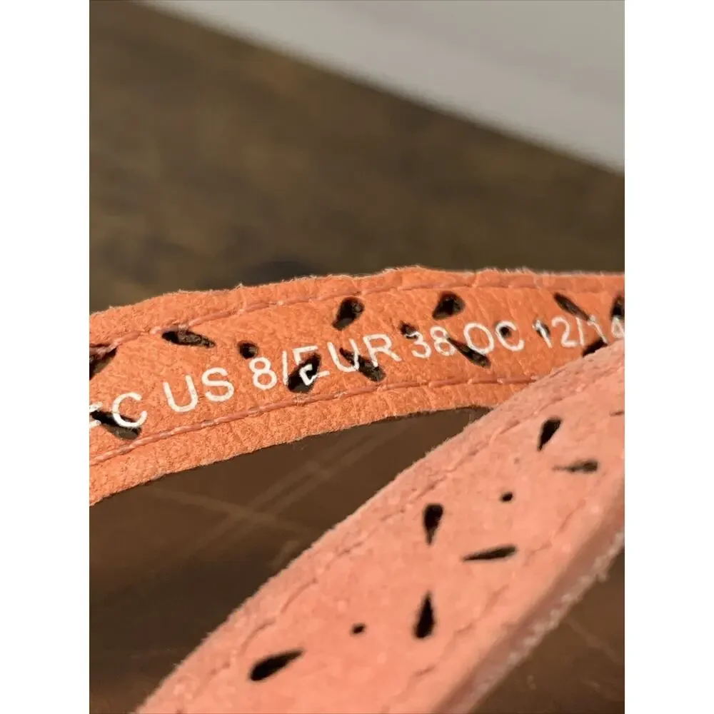 OluKai Puka Flip Flops Thong Sandals Pink/Coral Leather Women's 8 ~ Beach/Summer